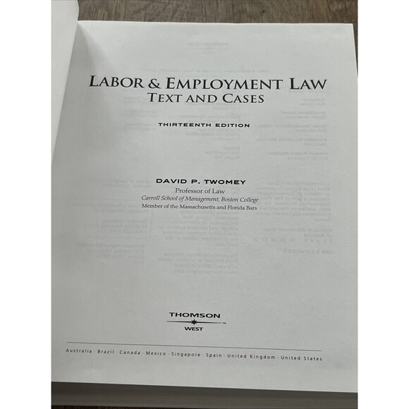 LABOR & EMPLOYMENT LAW: TEXT AND CASES By David Twomey - Hardcover **Excellent** - Picture 3 of 4